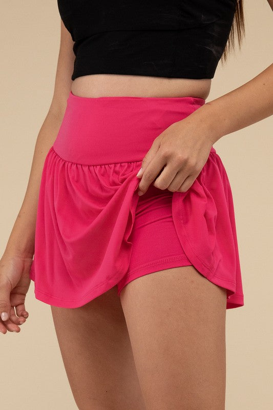 Wide Band Tennis Skirt with Zippered Back Pocket-3 Colors