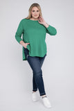 Plus Size Melange Baby Waffle Long Sleeve Top-5 Colors