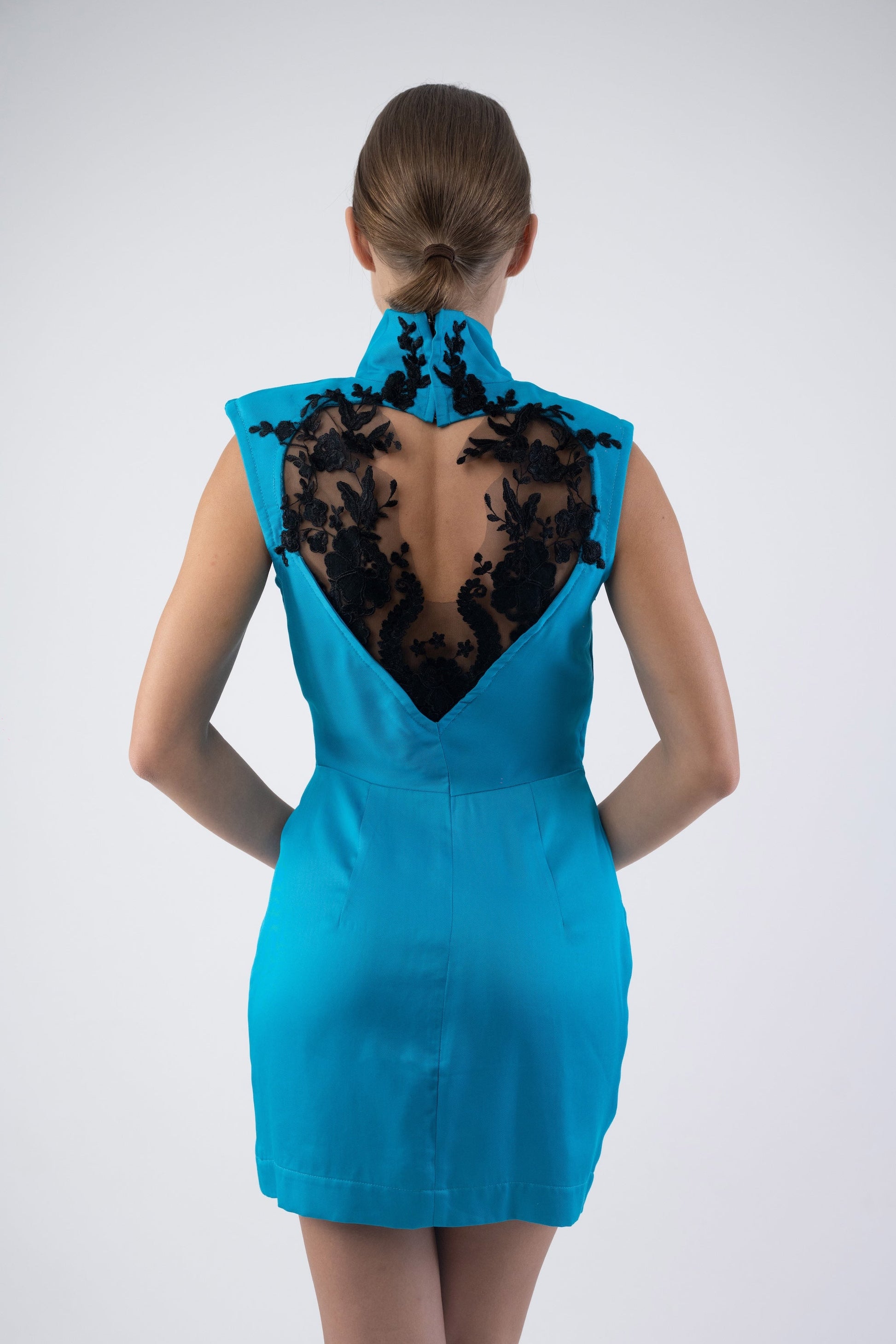 Turquoise Dress with lace – S&E Retail Expo