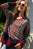 PLUS SIZE  HOUNDS TOOTH PRINT BOXY TOP-2 COLORS