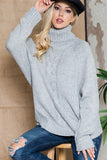 Solid Long Sleeve Turtleneck Sweater Top- Black or Grey