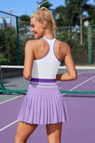 High Waist Pleated Skirt Two Piece Tennis Set-3 Colors