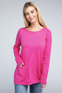 Viscose Front Pockets Sweater- 6 Colors