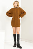 Cable-Knit Ribbed Mini Sweater Dress (3 Colors)