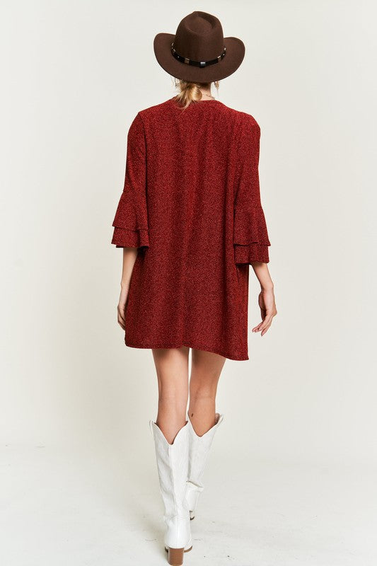 Glitter Bell Sleeve Kimono Cardigan