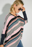 MULTI ENGINEERING STRIPE PRINT JERSEY OVERSIZE BOX- 2 COLORS