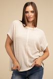 Dolman Short Sleeve Jacquard Sweater Top- 3 Colors