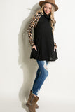 BRUSHED HACCI CHEETAH PRINT AND SOLID MIXED TOP