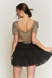 SOLID MESH TIERED SKIRT- 2 COLORS