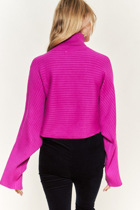 Mock Neck Wide Sleeves Top-2 Colors