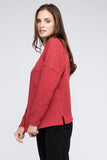 Ribbed Brushed Melange Hacci Sweater with a Pocket-5 Colors