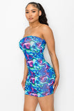 Multi Blue Water Color Tube Mini Dress (Special Sale)