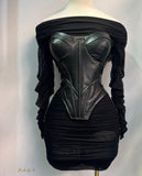 Black Corset Mesh Dress