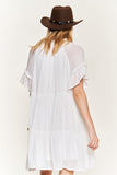 Ruffled Neck Tiered Mini Dress -2 Colors