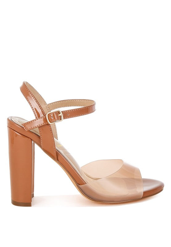 Kessel Tinted Clear Strap Block Heel Sandals- 2 Colors