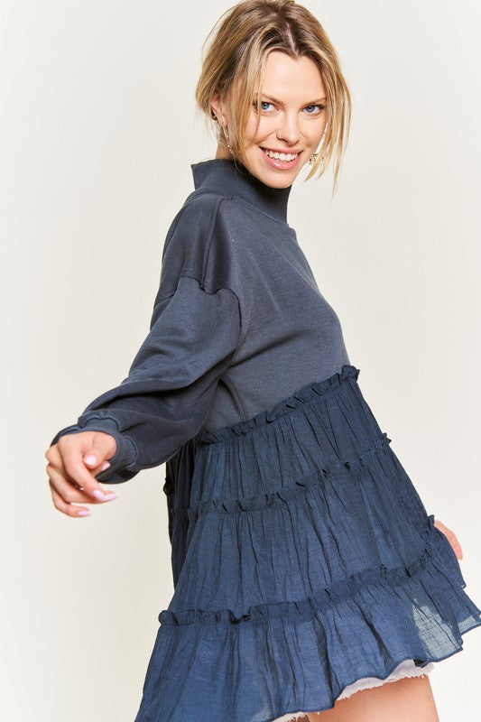 PLUS SIZE MOCK NECK TUNIC KNIT TOP