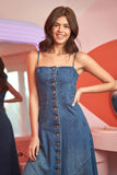 Button Down Sleeveless Denim Dress