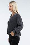 Washed Collared Henley Sweater Top- 6 Colors