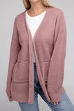 Low Gauge Waffle Open Cardigan Sweater-4 Colors