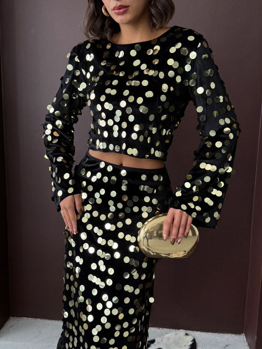 City of Dreams Skirt Set- Gold