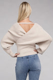 Viscose Cross Wrap Pullover Sweater Top- 4 Colors