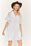 Plus Size Ruffled Neck Tiered Mini Dress-2 Colors