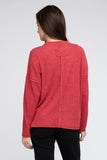 Ribbed Brushed Melange Hacci Sweater with a Pocket-5 Colors