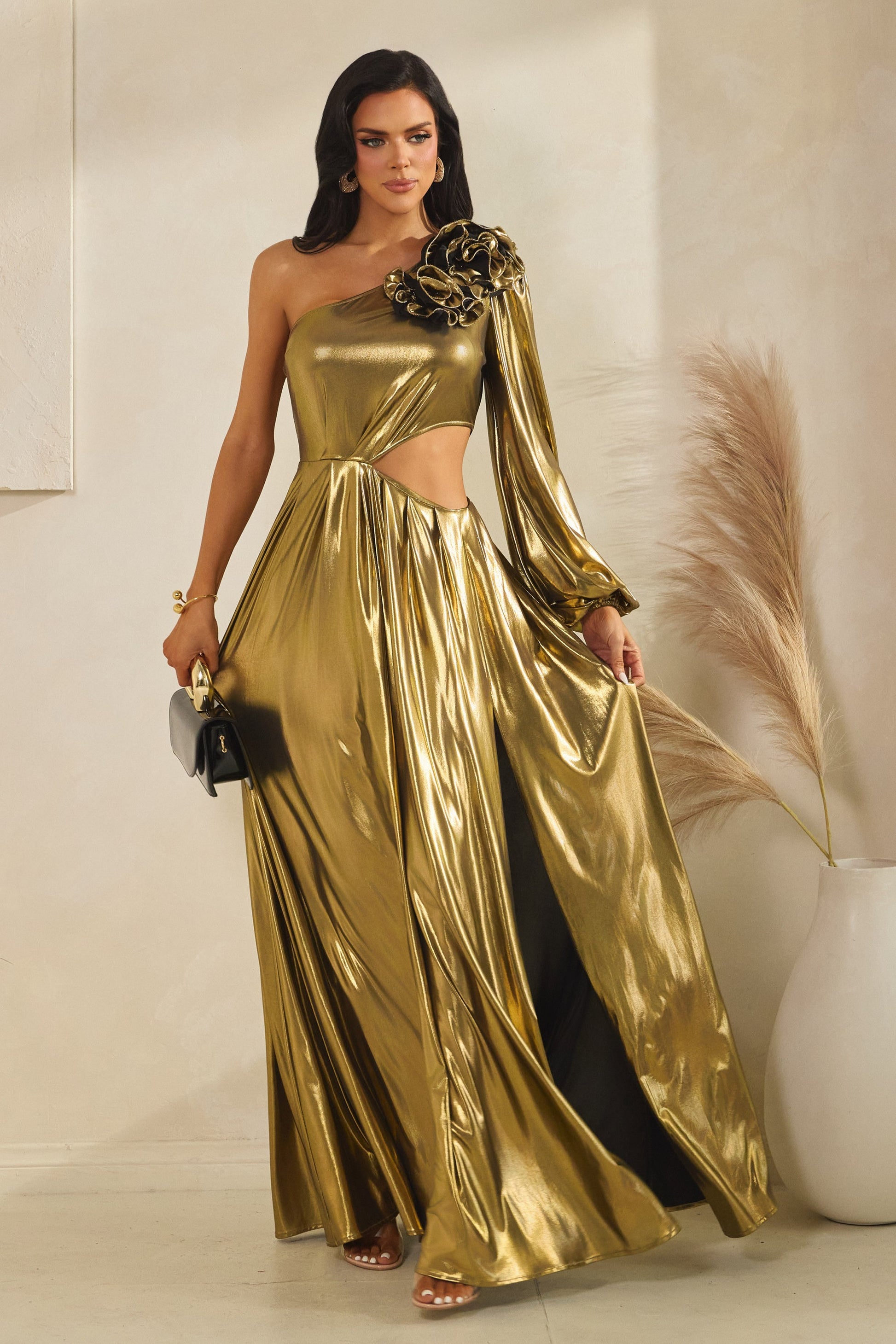plus size gold maxi dress Plus Size Formal Gown | Gold Satin Gown