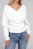 Viscose Cross Wrap Pullover Sweater Top- 4 Colors