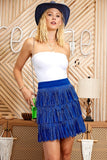 RHINESTONE SUEDE FRINGE SKIRT-6 COLORS