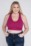 Plus Size Ribbed Cropped Racerback Tank Top- 6 Colors