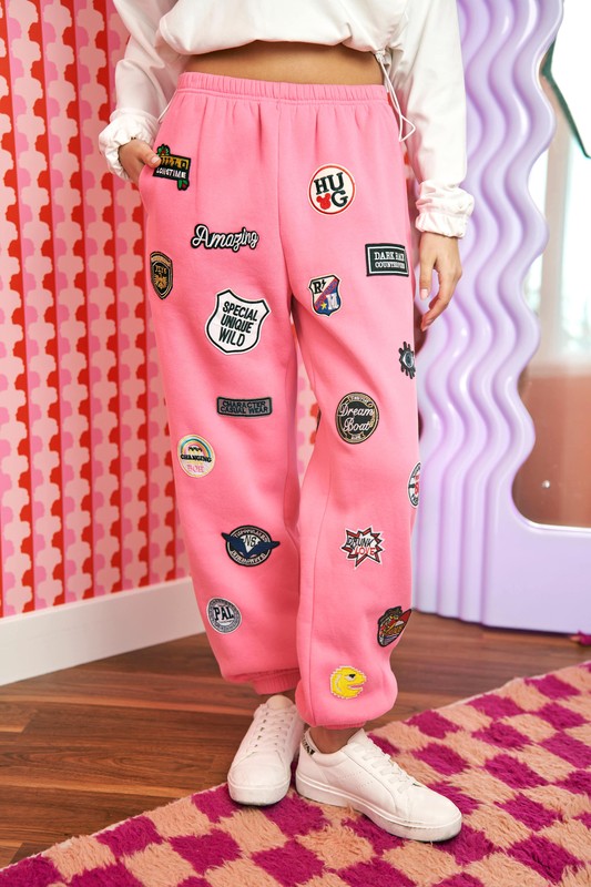 Hight Waist Multi Patches Jogger Pants -2 Colors