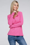 Melange Baby Waffle V-Neck Long Sleeve Top-3 Colors