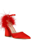 Palmetta Fur Detail Block Heel Sandals-2 Colors