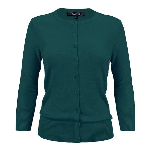 Crewneck Button Down Knit Cardigan Sweater-21  Colors