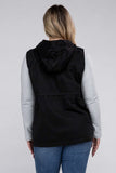 Plus Size Drawstring Waist Military Hoodie Vest