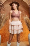 SOLID MESH TIERED SKIRT- 2 COLORS