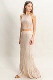 Knitted Snug Fit Top & Skirt Set- Khaki (Pre-Order)