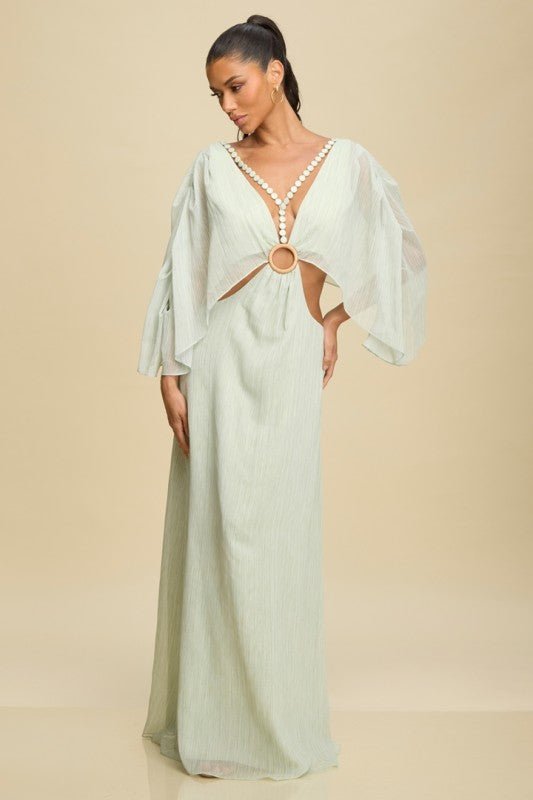 Goddess Glow Caftan Maxi Dress- Green
