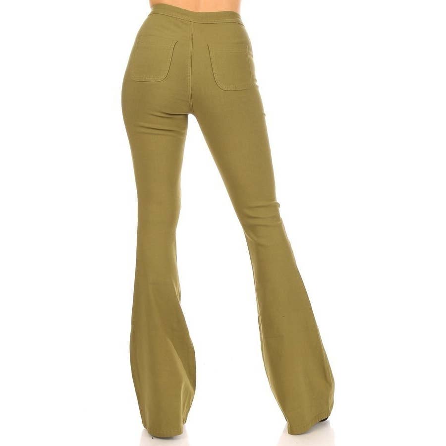 super stretch high waist bell bottom pants