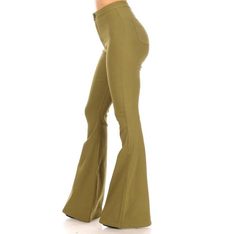 super stretch high waist bell bottom pants