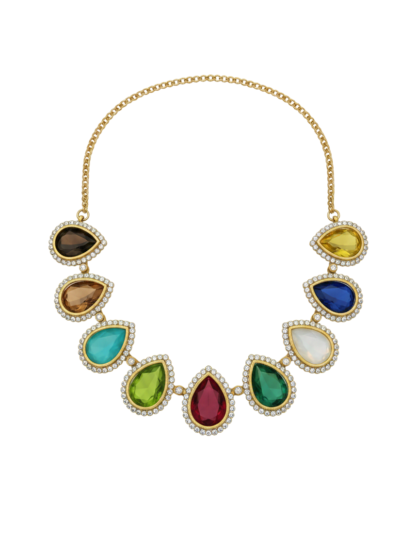 Multi color stone necklace set
