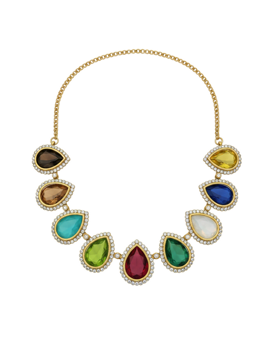 Multi color stone necklace set