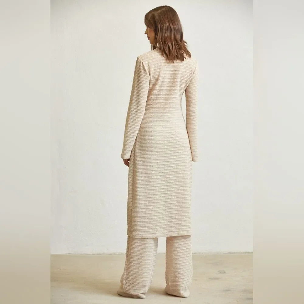 Rich Look Knit Maxi Top & Pants Set- Natural