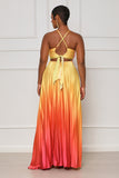 Sunset Pleated Ombre Maxi Dress