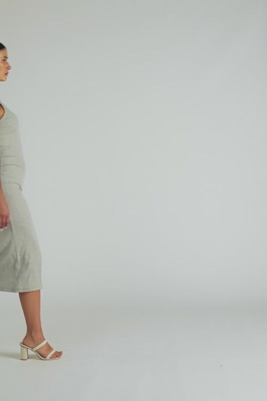 Comfort Collection: Ribbed Sleeveless Built In Bra Dress- Black/Cinnamon/Grey