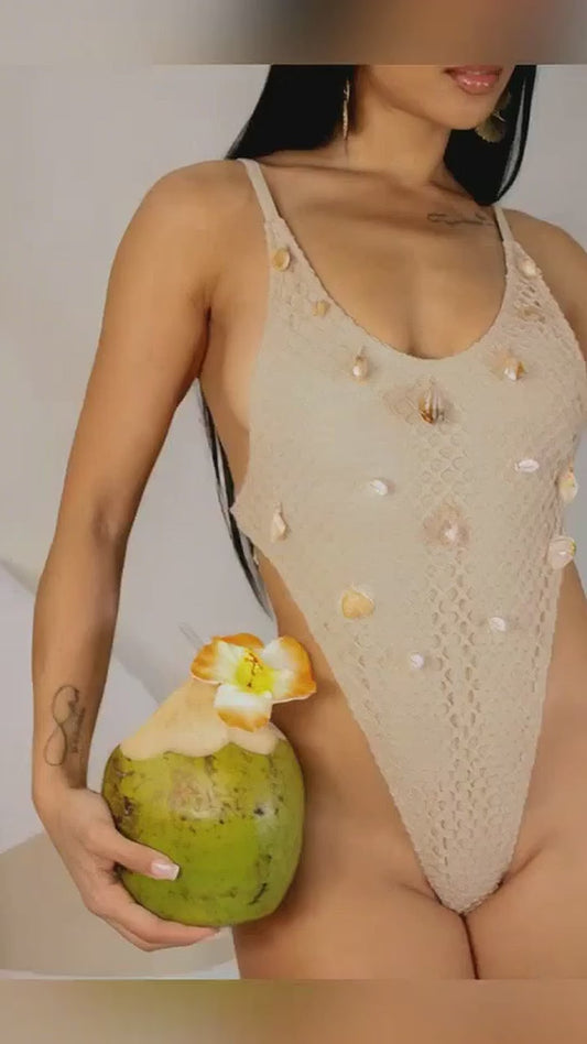 Shell Encounters One Piece Swimwear- Cream