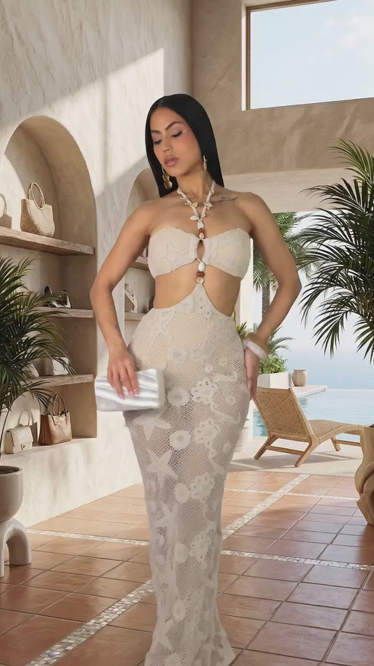Allure Lagoon Swimwear Dress- Beige