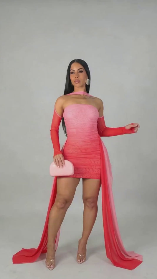 Amora Mesh Dress- Red