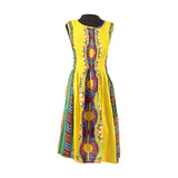 Dashiki Print Summer Midi Stretch-top Dress - ONE SIZE